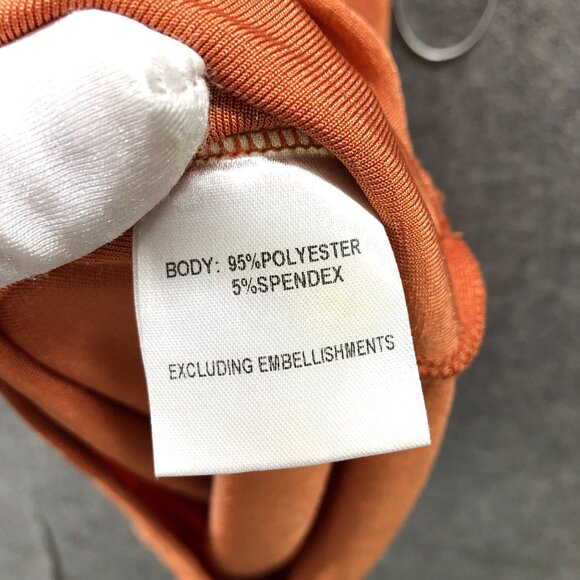 Hello Molly One Shoulder Dress Womens S (4) Orange Copper Long Sleeve Stretchy - Picture 10 of 10